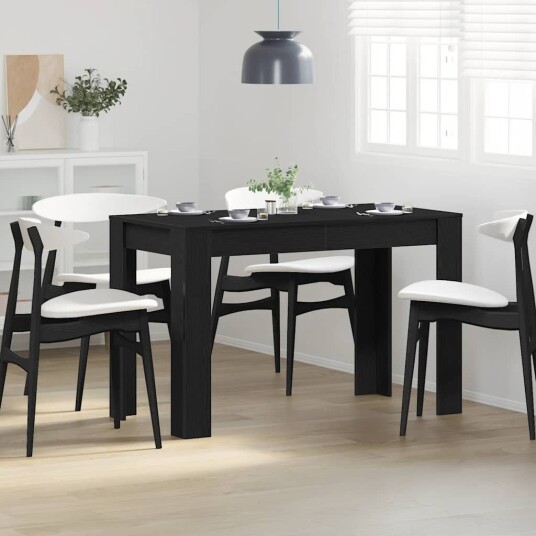  Spisebord svart eik 120x60x76 cm konstruert tre