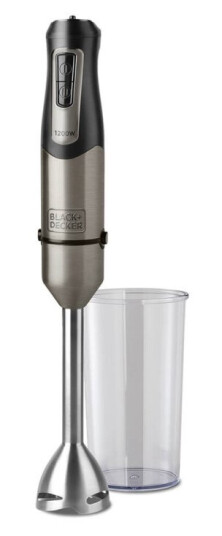 BLACK+DECKER Stavmikser 1200W med 20 hastigheter og rustfritt stål, 1L