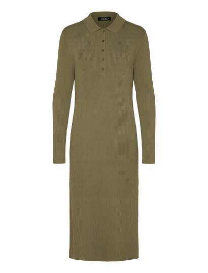 Lauren Ralph Lauren Rib-Knit Polo Dress - Green - M