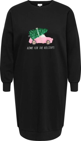 ONLY Carmakoma Carsanta Xmas L/S Midi Sweat Dress Jrs   BLACK   46 48