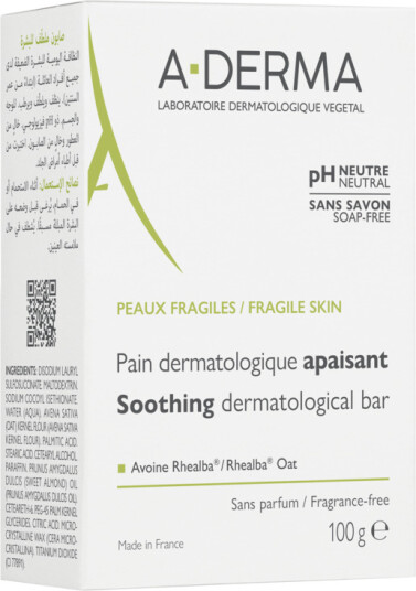 A-Derma Rensebar for ømfintlig hud med havreekstrakt, 100 g A-Derma Rensebar for ømfintlig hud med havreekstrakt, 100 g