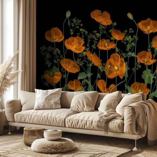 Tapet Oransje Valmuer Design Tapet Oransje Valmuer Design
