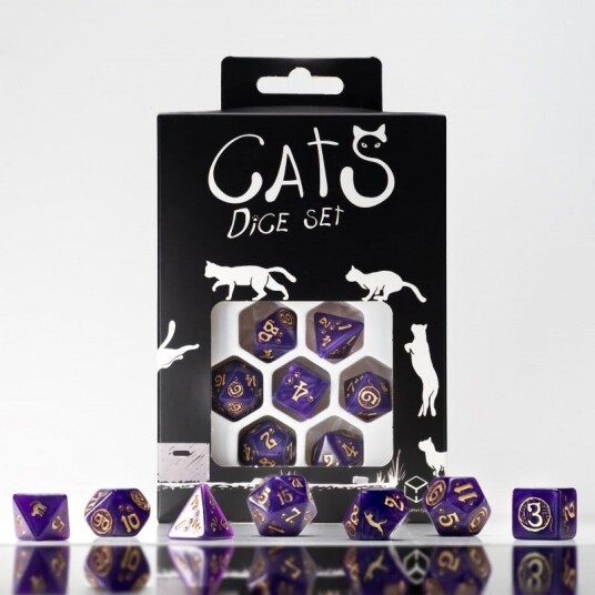 Cats Purrito Poly Purple /Gold (7) Terningsett - Rollespill fra Outland Cats Purrito Poly Purple /Gold (7) Terningsett - Rollespill fra Outland