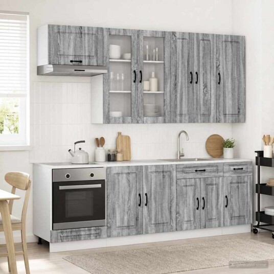 vidaXL Kjøkken enhet KALMAR 8 pcs Grå Sonoma Konstruert tre vidaXL Kjøkken enhet KALMAR 8 pcs Grå Sonoma Konstruert tre