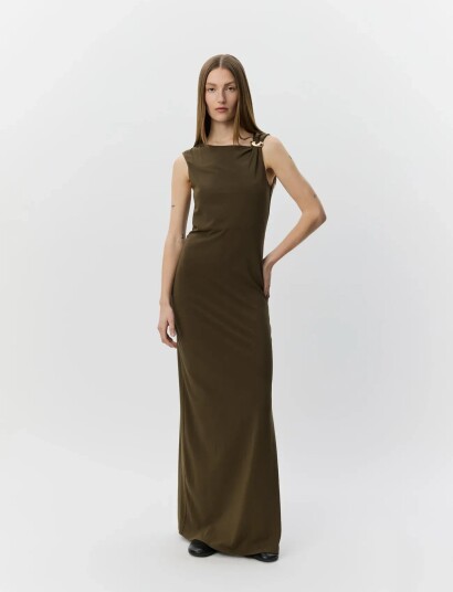 Sofie Schnoor Ragnisw Jersey Maxi Dress   Khaki green   XS