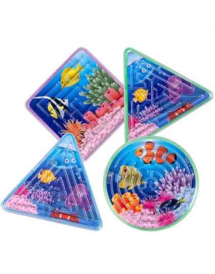 4 stk Små Labyrint Spill med Assortert Havmotiver 7 cm