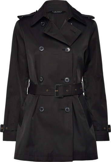 Ralph Lauren Lauren Double Breasted Cotton Blend Trench Coat Black S Ralph Lauren Lauren Double Breasted Cotton Blend Trench Coat Black S