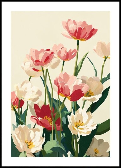 Coral Tulips In Bloom Plakat Plakat / 100x150cm