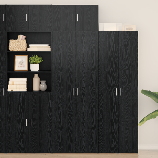 oppbevaringsskap svart eik 70x42.5x225 cm konstruert tre