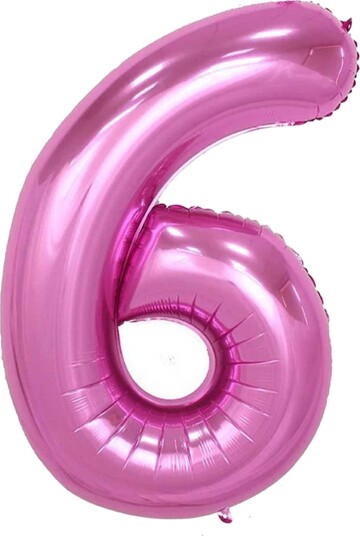 Enorm 102 cm siffer ballong rosa metallnummer 6 ballong