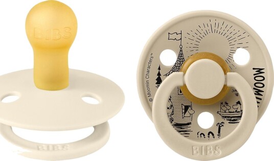 BIBS x MOOMIN Colour Smokker Str. 1 Rund 2-pack Ivory/Va BIBS 0-6 md Smokk Beige Hvit