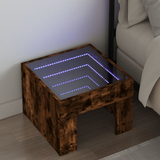 Salongbord med Infinity LED røkt eik 40x40x30 cm 3284074