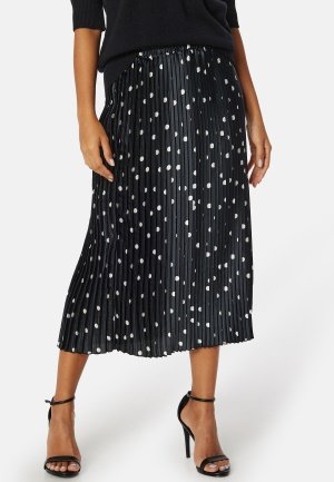 VERO MODA Megga Christas High Waist Pleat Skirt Black AOP:SMALL WHIT XL