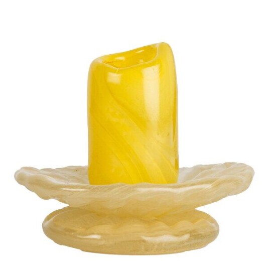 ByOn Lara lysestake 9 cm Håndlaget Gul/Beige Glass