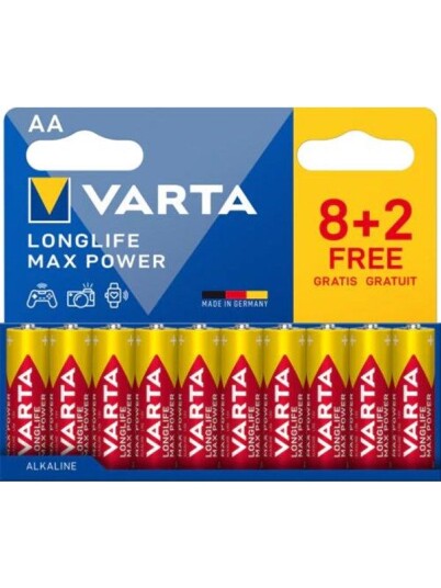 Varta Longlife Max Power AA-batterier 10-pakke rød Varta Longlife Max Power AA-batterier 10-pakke rød