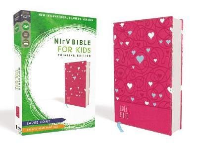 NIrV, Bible for Kids, Large Print, Leathersoft, Pink, Comfort Print  Thinline Edition