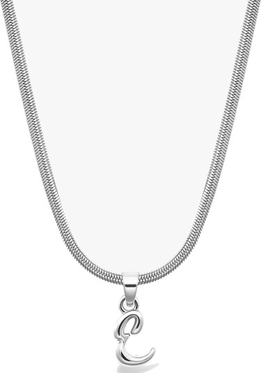 Who Is She Bone Letter Necklace Silver Sølv ONE SIZE