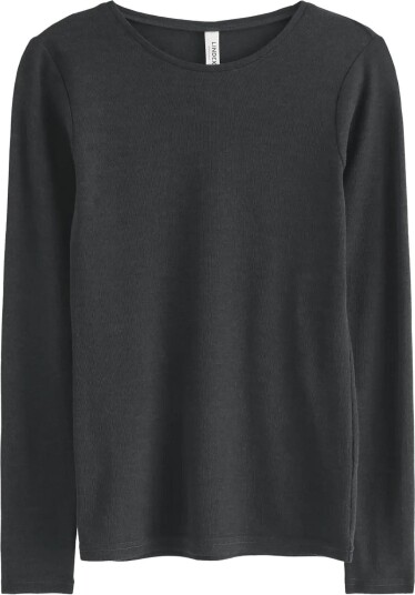 Lindex Long Sleeve Top In Merino Wool DARK DUSTY GREY XXL