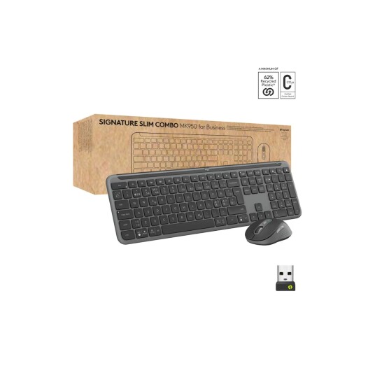 Logitech MK950 Slim Combo Trådløst Tastatur og Mussett - QWERTY - Nordisk - Grafitt Logitech MK950 Slim Combo Trådløst Tastatur og Mussett - QWERTY - Nordisk - Grafitt