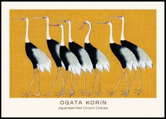 Japanese Red Crown Cranes Ogata Korin Plakat Plakat / 100x150cm Japanese Red Crown Cranes Ogata Korin Plakat Plakat / 100x150cm