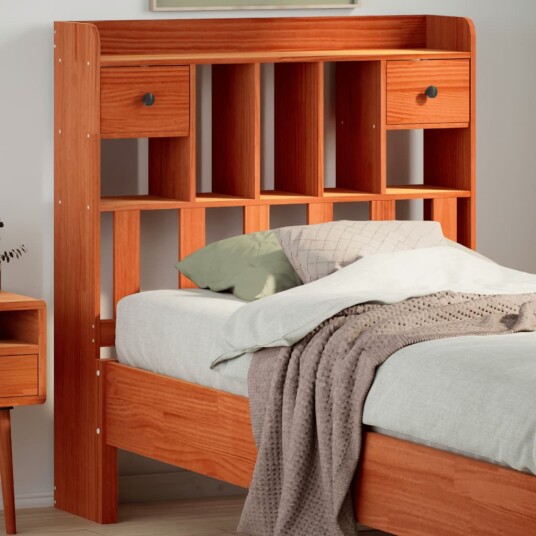 Hodegavl med oppbevaring voksbrun 75 cm heltre furu 8721158371553 Hodegavl med oppbevaring voksbrun 75 cm heltre furu 8721158371553
