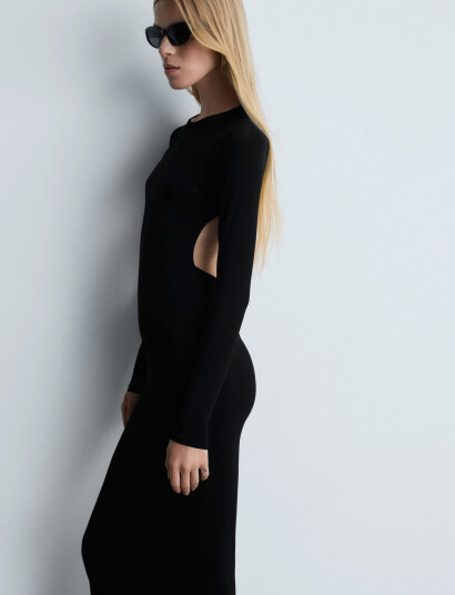 Mango Long Dress With Open Back - Black - L Mango Long Dress With Open Back - Black - L