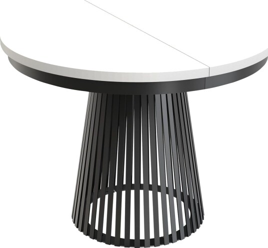Erylan Spisebord rundt uttrekkbart 100-180 cm - svart, hvit