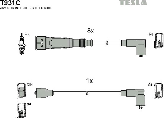 Tennplugg kabelsett TESLA T931C