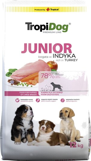 Tropidog Tørrfôr Premium Junior Large Og Ris Kalkun 2 X 12 kg Tropidog Tørrfôr Premium Junior Large Og Ris Kalkun 2 X 12 kg