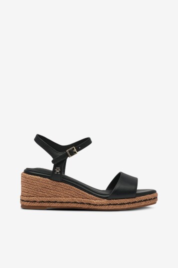 Tommy Hilfiger Sandaletter Mid Wedge Espad Leather Svart
