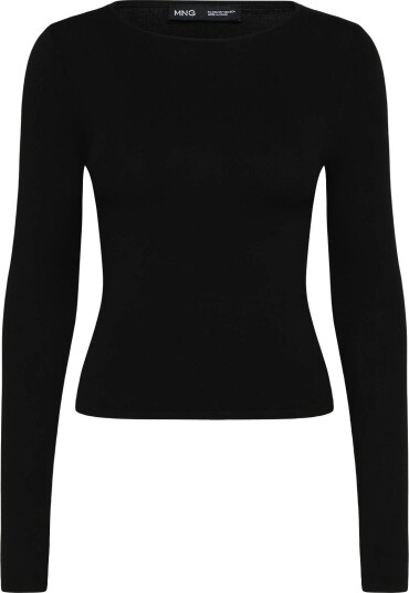 Mango Fitted Boat Neck Sweater Black XS