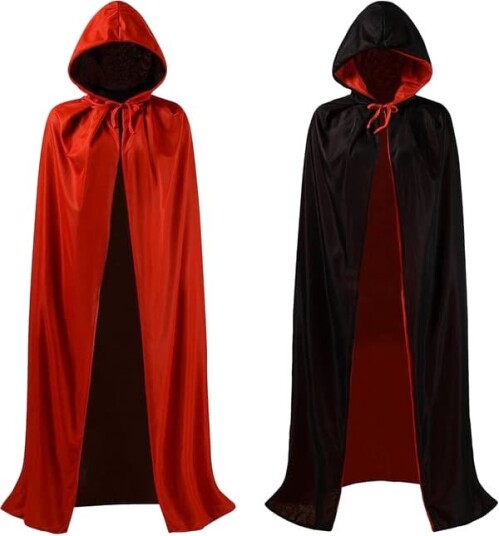 Halloween Vendbar Kappe med Hette Svart/Rød 150 cm