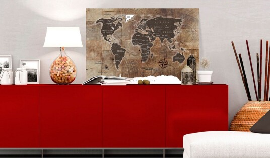 Tavle World Map: Wooden Mosaic 90X60 Artgeist sp. z o. o.