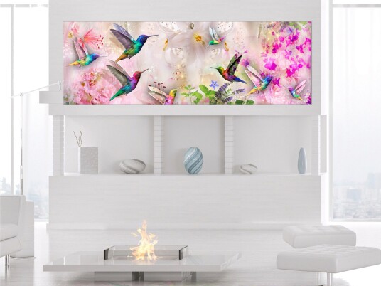 Tavle Colourful Hummingbirds 1 Part Narrow 135X45 Artgeist sp. z o. o.