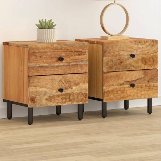 Nattbord 2 stk 40x33x46 cm heltre akasie 8720845422721
