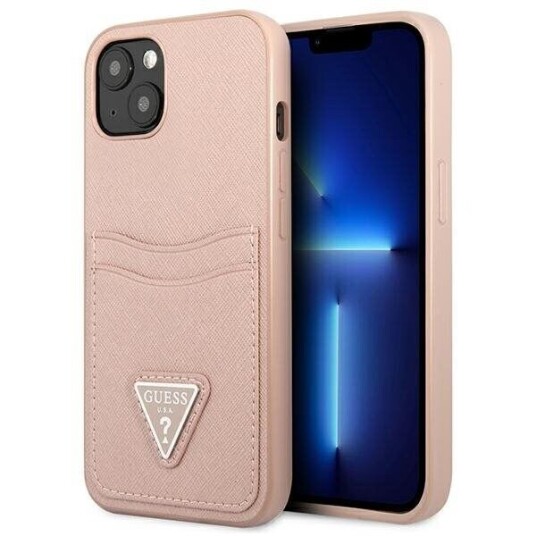 Gjett Guhcp13spsatpp Iphone 13 Mini 5,4 Tommer Rosa/Rosa Hardt Etui Saffianotriangle-Logokortspor