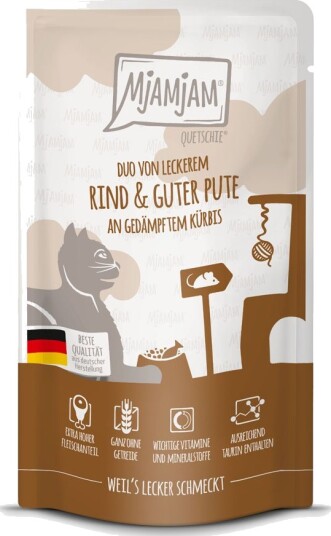 Mjamjam Våtfôr Quetschie & Kalkun Okse 12 X 125 G