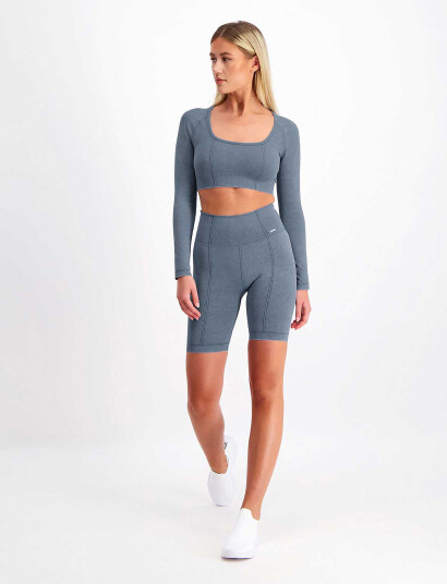 aim´n Washed Denim Seamless Biker Shorts Blue S aim´n Washed Denim Seamless Biker Shorts Blue S
