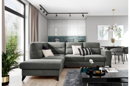 Anglika Sofa m. Sjeselong 4 seters   Grå