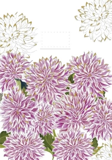B6 Kort + Konvolutt Bursdag Lilla Blomster
