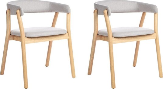 Matsalsstol Beliani Mylo set om 2 Beige-Mörkt Trä Light grey -