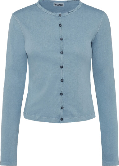 Weekday Slim Jersey Cardigan Blue M