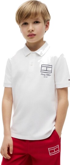 Tommy Hilfiger Flag Outline Polo Ss   White   140