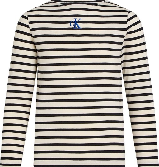 Calvin Klein Genser Boatneck Stripe Turtledue/Ck Black Small Calvin Klein 14 år 164 Genser Hvit Svart
