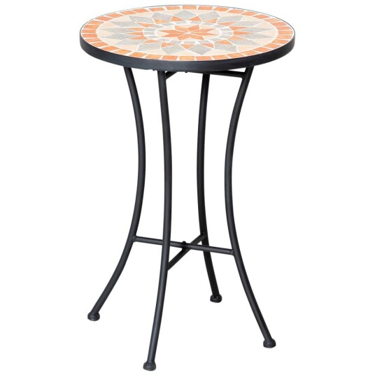 Sidebord Hagebord Blomsterkrakk Ø35,5 Cm Rundt Værbestandig For Hageterrassen Balkong Gul + Grå