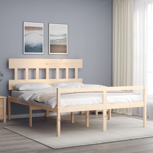 vidaXL Sengeramme med hodegavl 160x200 cm heltre