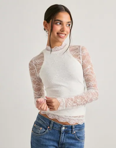 Nelly   Hvit   Lace LS Top