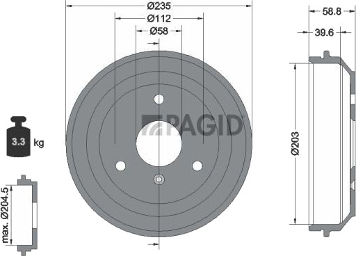 Bremsetrommel PAGID 61359N
