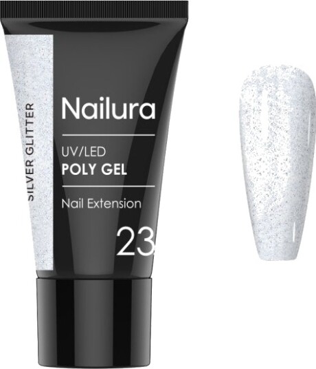 Nailura Poly Gel 23 – Sølvglitter – 30 ml Nailura Poly Gel 23 – Sølvglitter – 30 ml