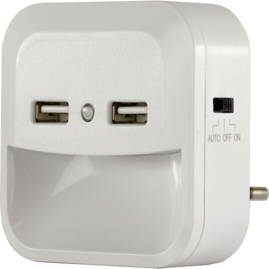 REV LED Nattlys m/Sensor/2xUSB-A uttak 0,3W